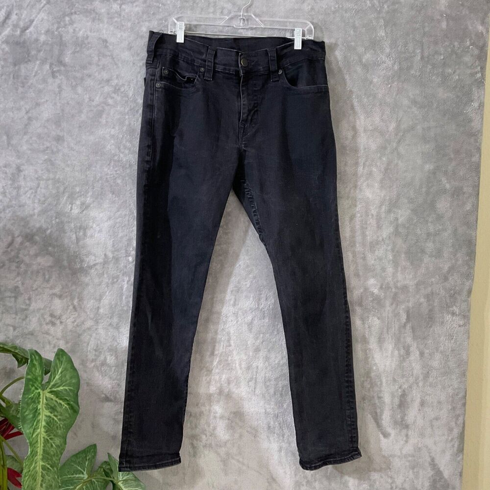 True Religion Geno No Flap Relaxed Slim Jeans Body Rinse Black Size 34